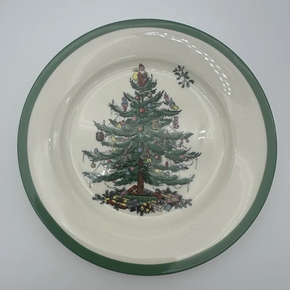 Set Of 4 Vintage Spode Christmas Tree Dessert Salad Plates  (4) 7 3/4